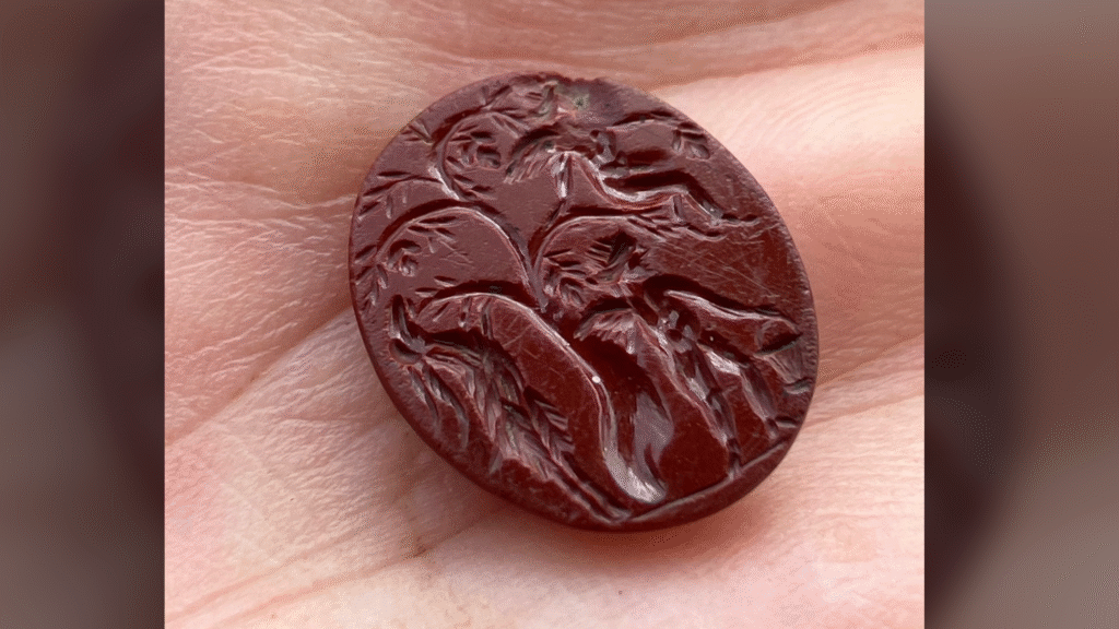 Archaeologists discover ‘unique’ blood-red gemstone in Roman fortress beyond Hadrian’s Wall