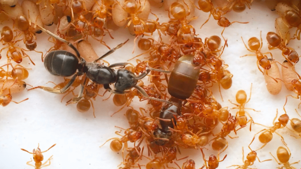 ‘Nothing but a nightmare’: A worker ant is tricked by a fake queen into killing his mother – and quickly seizes the throne