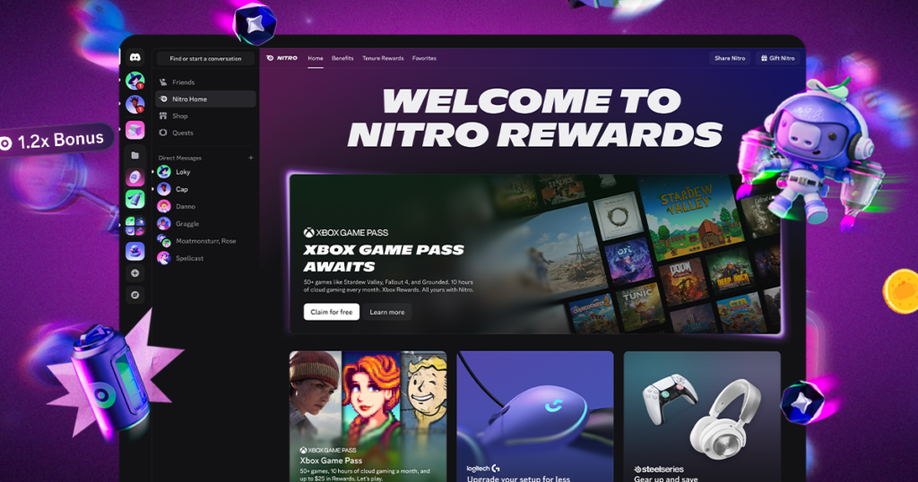 Discord launches Nitro Rewards, giving subscribers access to the base level of Xbox Game Pass at no additional cost