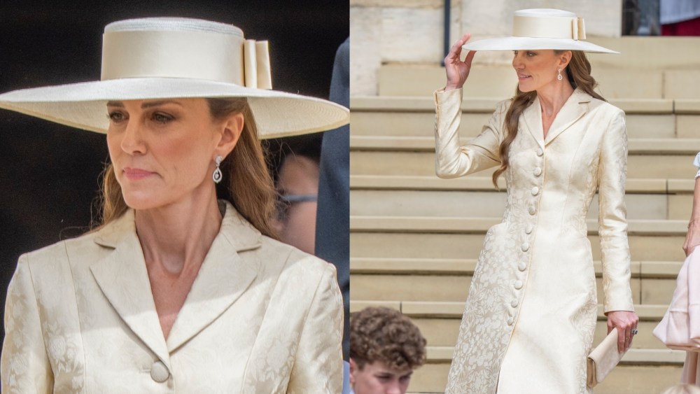 Duchess Kate wears Patrick McDowell bespoke with Order of the Garter