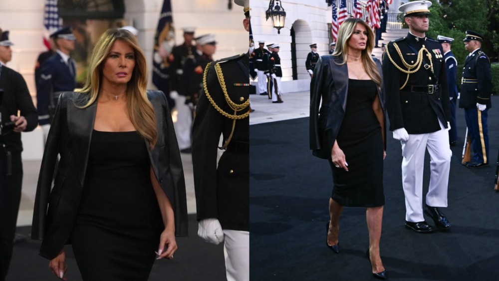 Melania Trump shows off her high fashion look in Dolce & Gabbana at UFC 250