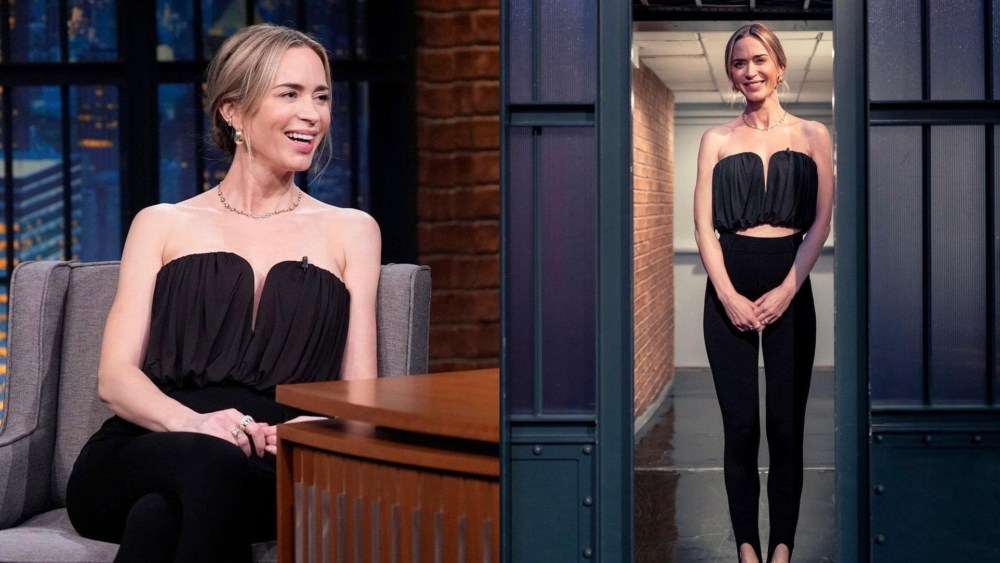 Self-portrait of Emily Blunt representative “Late Night with Seth Meyers”