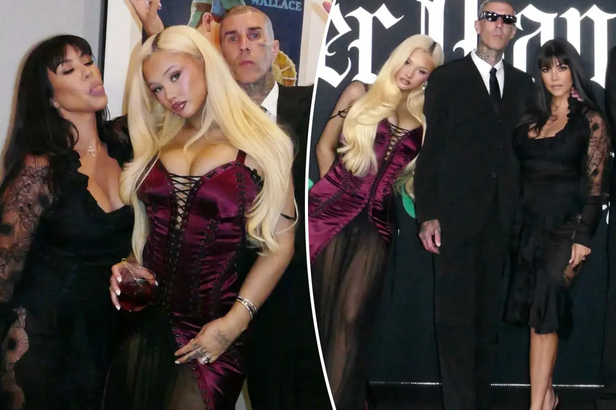 Kourtney Kardashian, Alabama Barker go goth at Travis Barker documentary premiere
