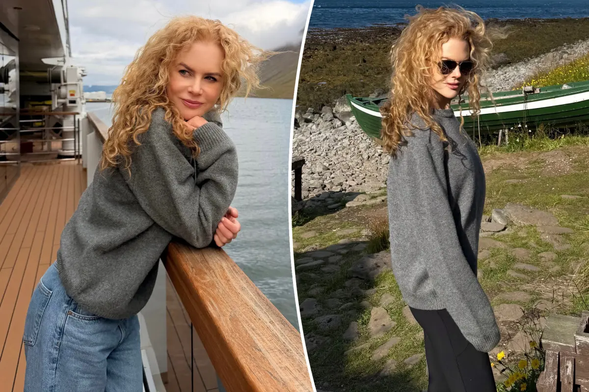 Nicole Kidman shows off natural curly hair in new Iceland vacation photos
