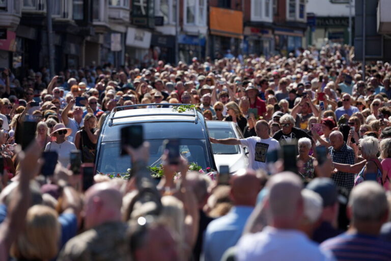 Fans line streets as Bonnie Tyler’s coffin returns home to Wales