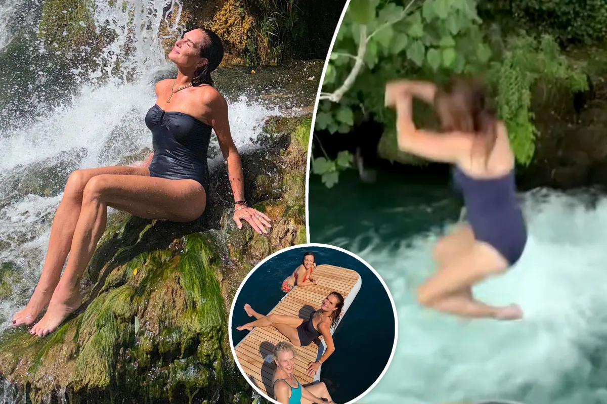 Brooke Shields makes splash in black swimsuit during Croatia trip