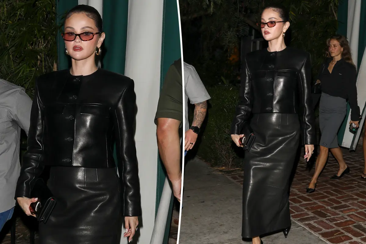 Selena Gomez doubles up on head-to-toe leather for fall dinner in LA
