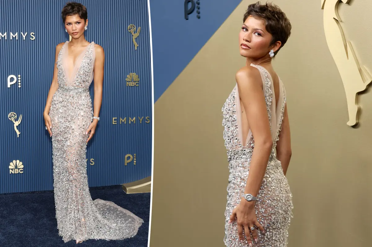 Zendaya turns heads in pixie cut and silver beads on Emmys 2026 red carpet