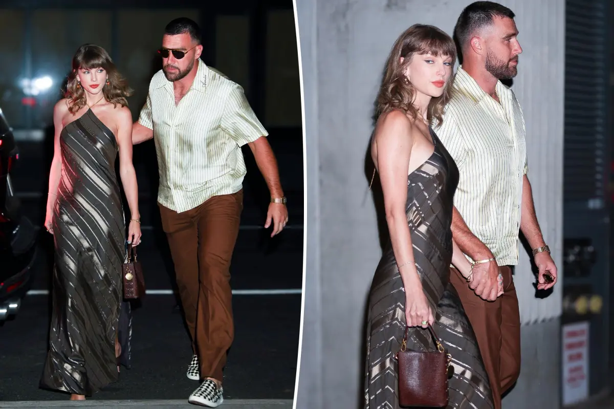 Taylor Swift and Travis Kelce match in silky stripes for NYC date night