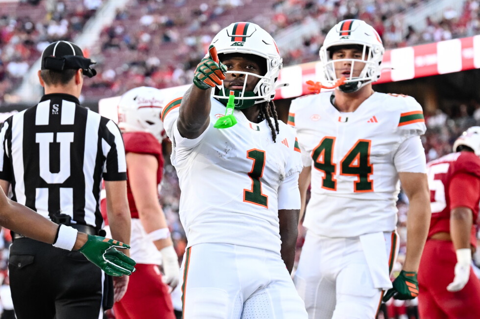 Mensah throws 5 TD passes, Toney sets record in No. 7 Miami’s 45-6 win over Stanford