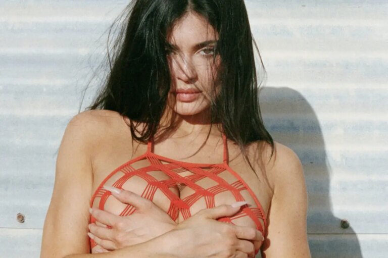 Kylie Jenner wears fishnet stocking dress on Wonderland magazine cover